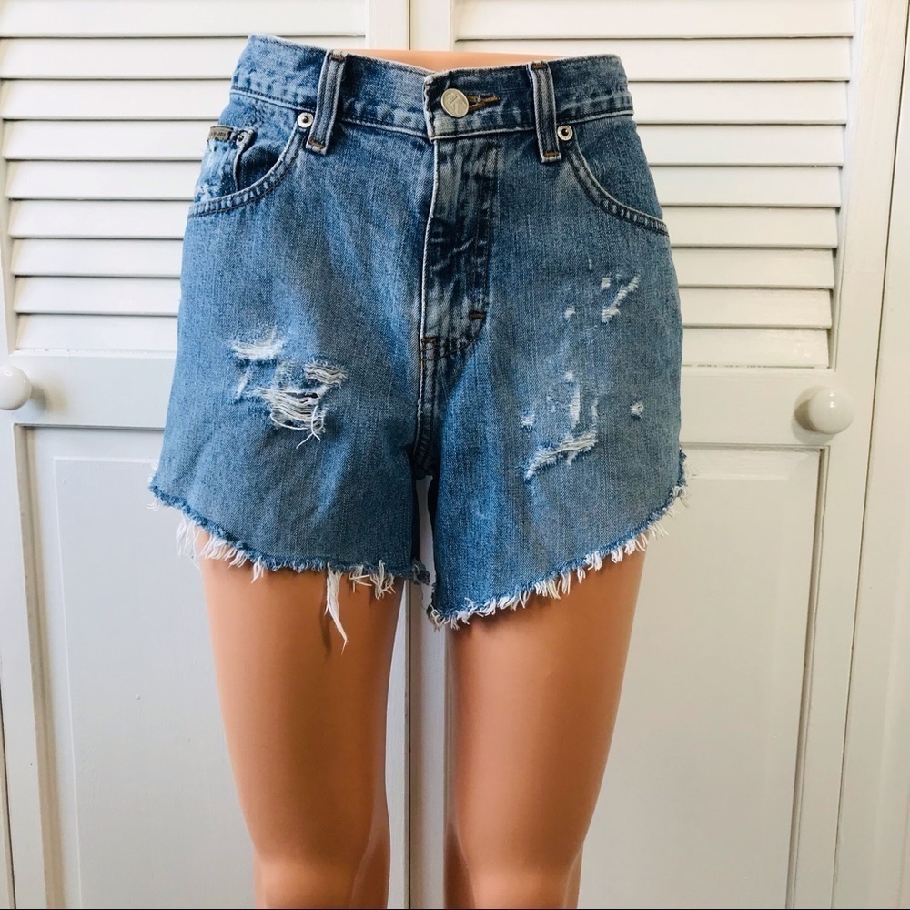 CALVIN KLEIN JEANS Blue Distressed Shorts Size 4